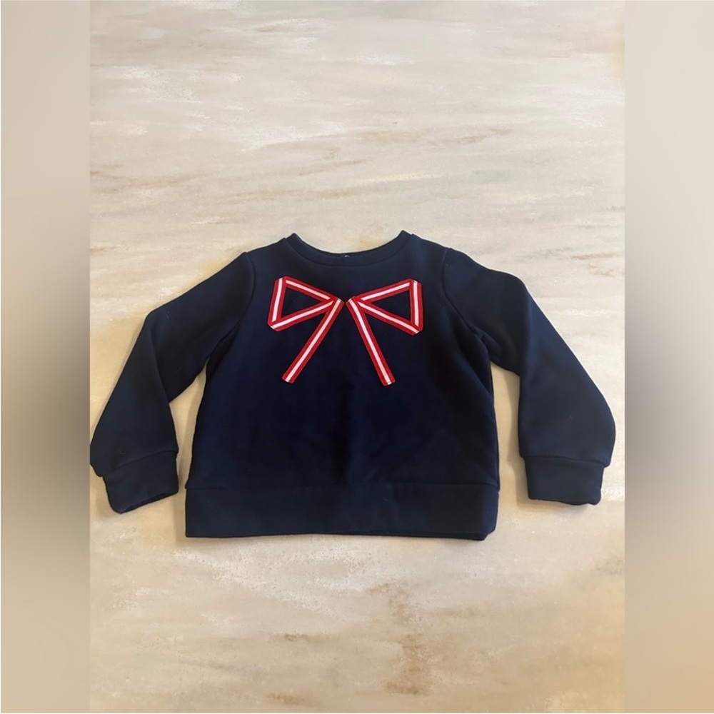 Jacadi Navy Sweatshirt with Red Bow